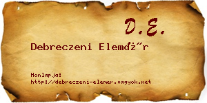 Debreczeni Elemér névjegykártya