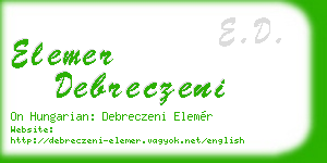 elemer debreczeni business card